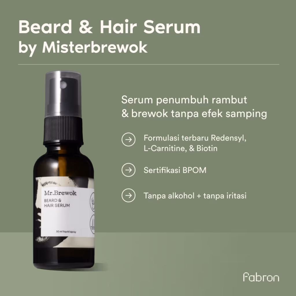 Misterbrewok Beard & Hair Serum - Penumbuh Rambut & Brewok Pria Bersertifikasi BPOM
